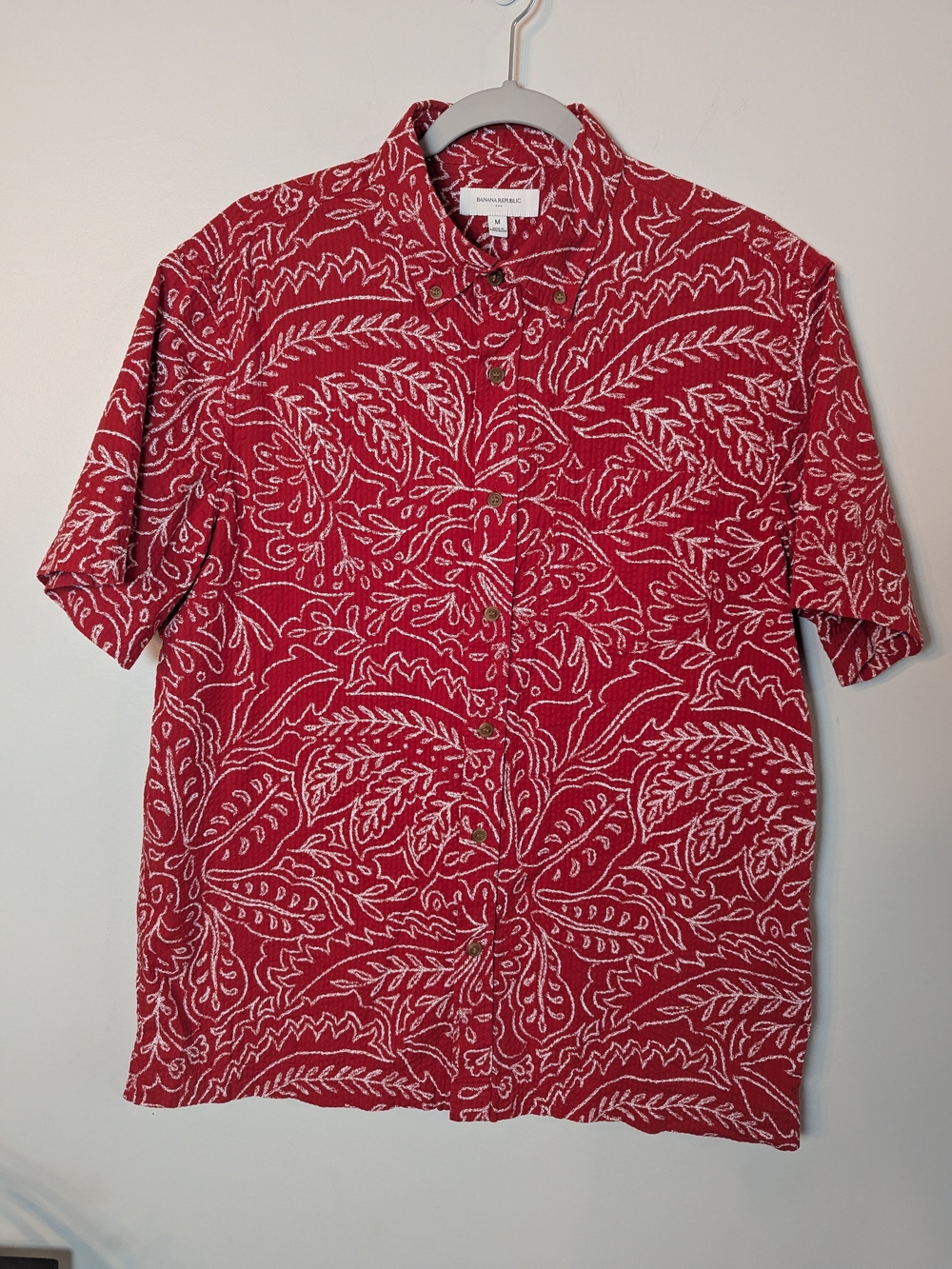 Banana Republic 100% Cotton Men's Hawaiin Red Shirt